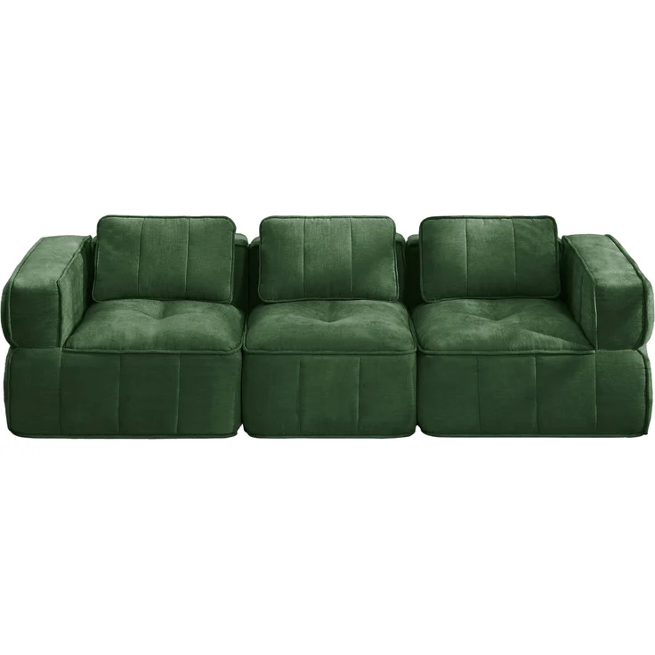 DESVIAE Sofa 3-Sitzer Grün aus Polyester – 271x67x93 cm – modular, rutschfeste Basis – Bild 8