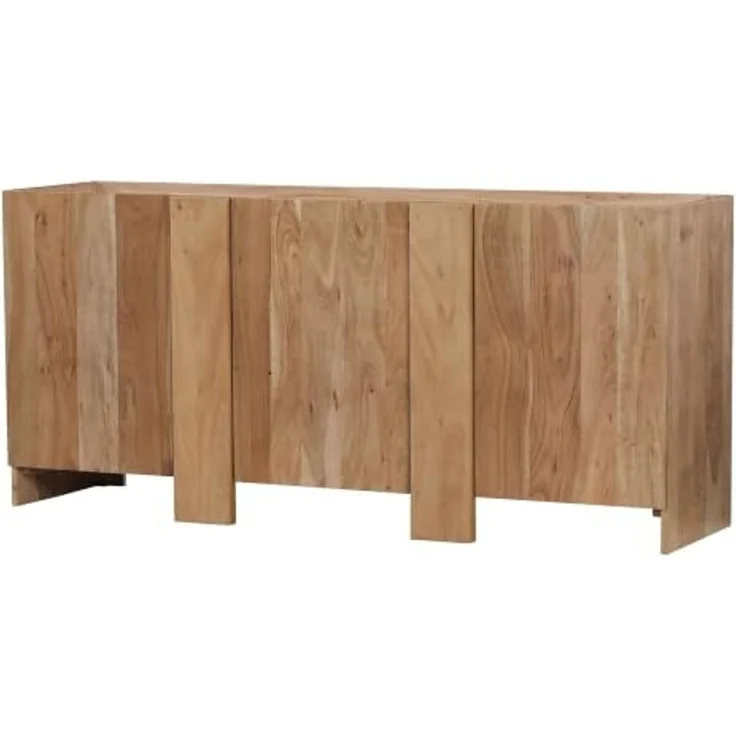 FINEBUY Sideboard FB119495 Anrichte 165cm Wohnzimmer Schrank Esszimmer Groß Modern (Massive Kommode aus Akazienholz mit 3 Türen), Braune Holzkommode mit 6 Fächern Handmade – Bild 1