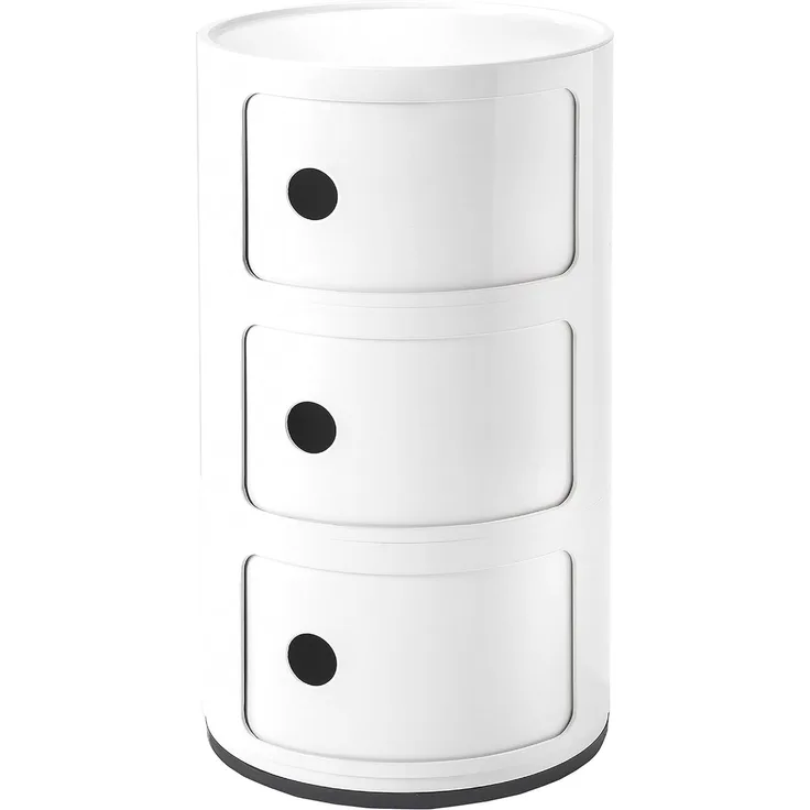 Kartell Componibili, 3 Elements, Weiß, Runde Basis, 32x58. 5x32 cm