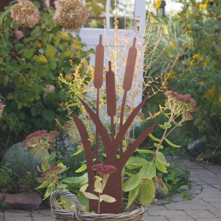 UNUS GARDEN Gartenstecker Schilfgräser Metall Rostoptik dekorative Beetstecker für Garten Balkon (1-St, Schilfgräser Beetstecker Metall Rostoptik dekorative Deko für Garten) – Bild 3