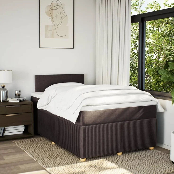 vidaXL Boxspringbett mit Matratze Dunkelbraun 120x190 cm Stoff 3289691 – Bild 4