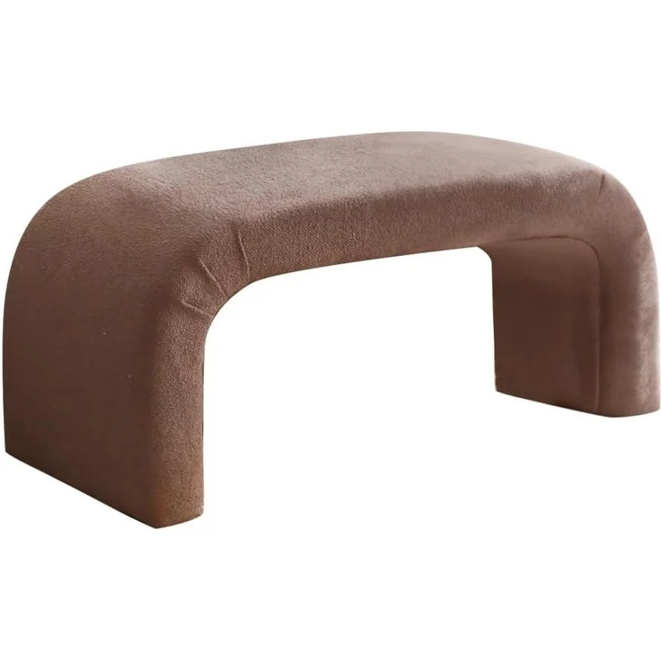 Atelier Del Sofa Stylish Pouffe with Beech Frame, 106 x 45 x 46 cm, 100% Polyester Teddy Fabric, Elegant Brown Color | Perfect for Living Room & Bedroom Decor – Bild 1