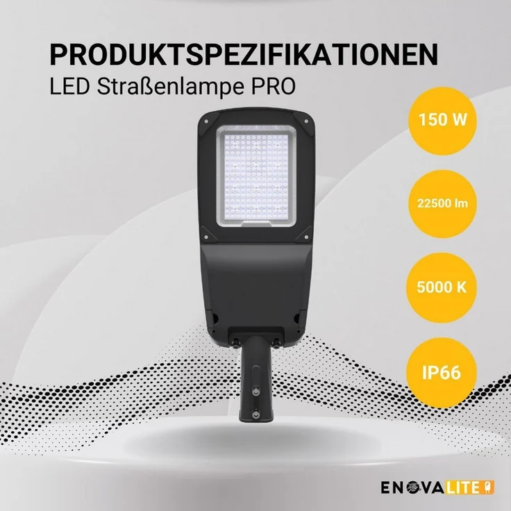 ENOVALITE LED Flutlichtstrahler ENOVALITE LED Straßenleuchte 150 W 3000 K Warmweiß Schwarz, Warmweiß – Bild 3