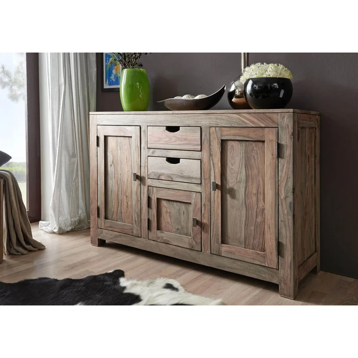 Sideboard Sheesham 130x45x85 grau geölt NATURE GREY #86 – Bild 7