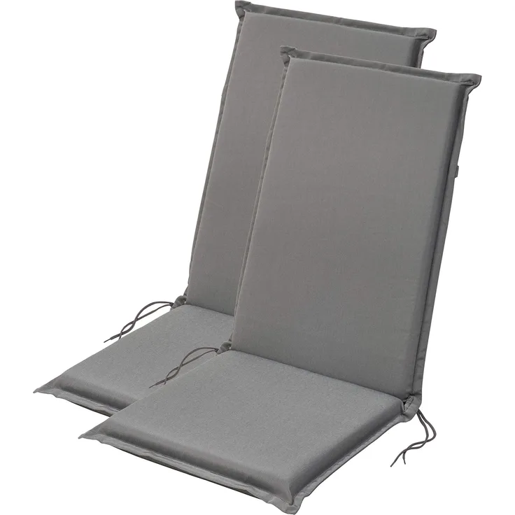 Traumnacht Komfort 2er Set Hochlehnerauflagen Outdoor anthrazit, Bezug abnehmbar, mit Eckbändern und Einstellband, 120 x 50 x 6 cm, Öko-Tex zertifiziert, produziert nach deutschem Qualitätsstandard