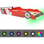 Kinderbett mit LED im Rennwagen-Design 90x200 cm Rot