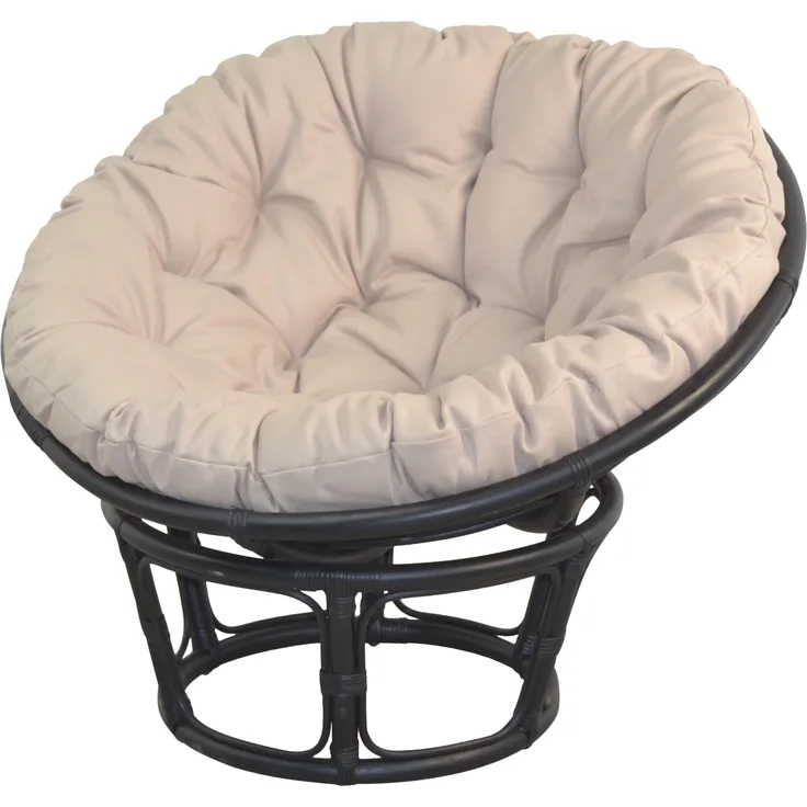 Papasansessel, Relaxsessel aus Rattan handgearbeitet, Ø 100cm, schwarz