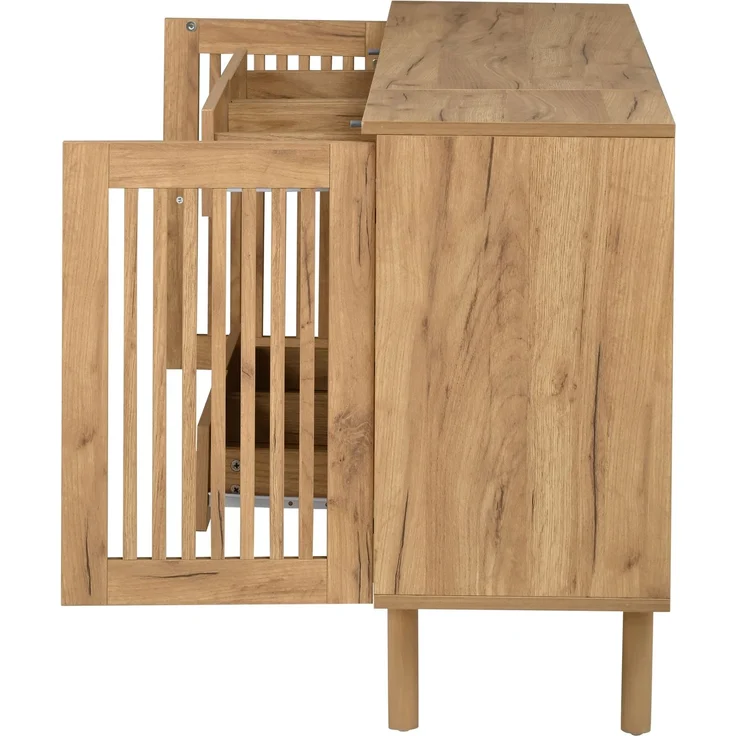 ZUBALIYA Sideboard 140x35x71 cm, mit 4 Schubladen, aus MDF, Natur – Bild 24