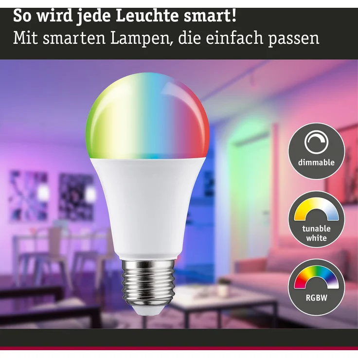 Standard 230V Smart Home Zigbee 3.0 LED Birne E27 806lm 9W RGBW+ dimmbar Matt – Bild 3