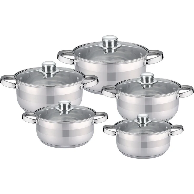 Cheffinger Kochtopf Set Topfset Glasdeckel 10-tlg Induktion Edelstahl CF-SP09 – Bild 1