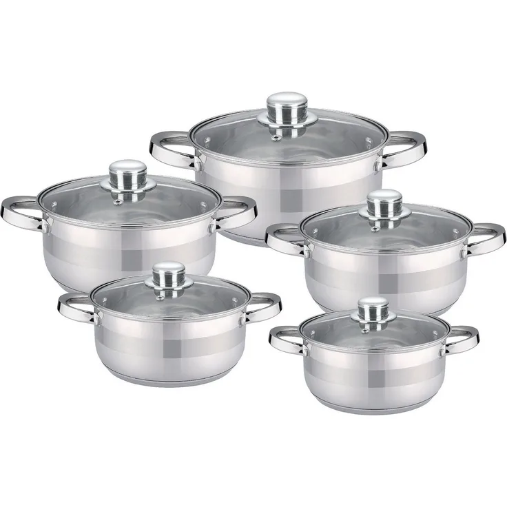 Cheffinger Kochtopf Set Topfset Glasdeckel 10-tlg Induktion Edelstahl CF-SP09