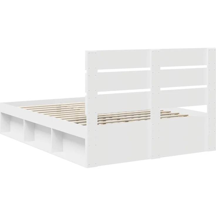 vidaXL Bettrahmen mit Kopfteil Weiß 150 x 200 cm Massives Kiefernholz 3411728 – Bild 8