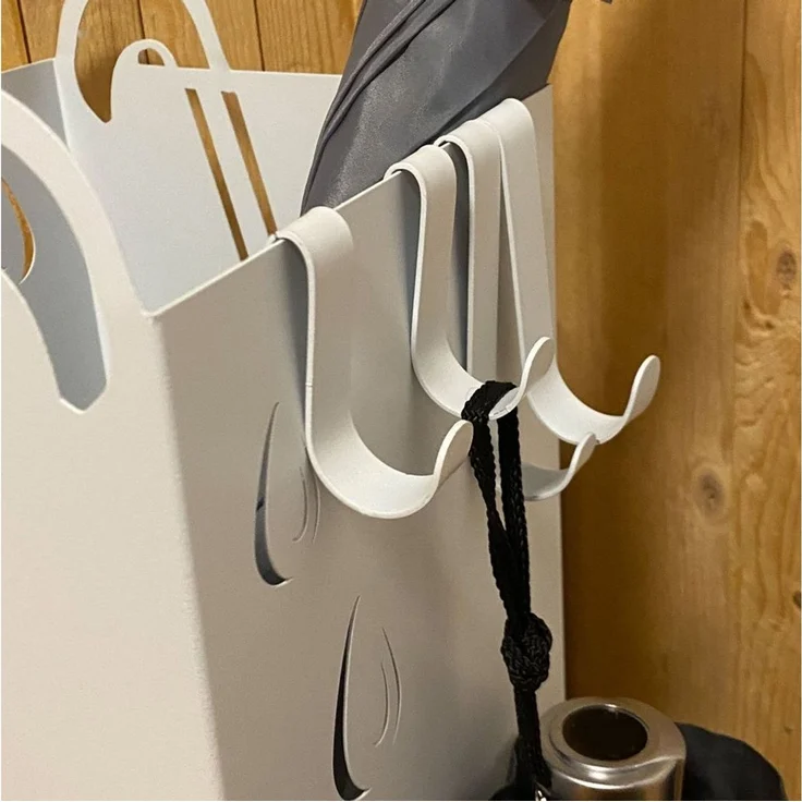 UNUS HOME Schirmständer mit Abtropfschale, Regenschirm-Dekor (49 x 15,7 x 15,7 cm (HxBxB), Metall 4 Haken, Regenschirmständer, Regenschirmhalter, Schirmständer – Bild 3