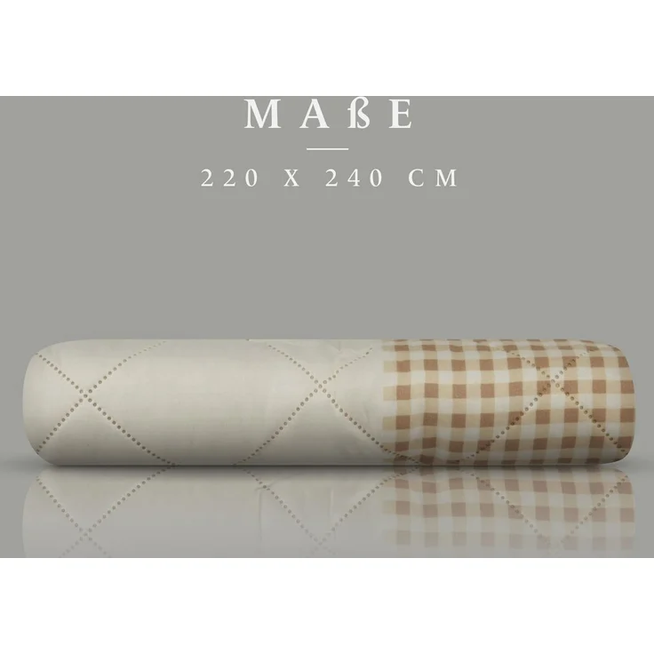 Tagesdecke (Home Beige) 220x240 cm mit wattierter Zwischenlage, Bettüberwurf - Überwurfdecke, Sommerdecke gesteppt - Steppdecke, Wendedecke – Bild 2