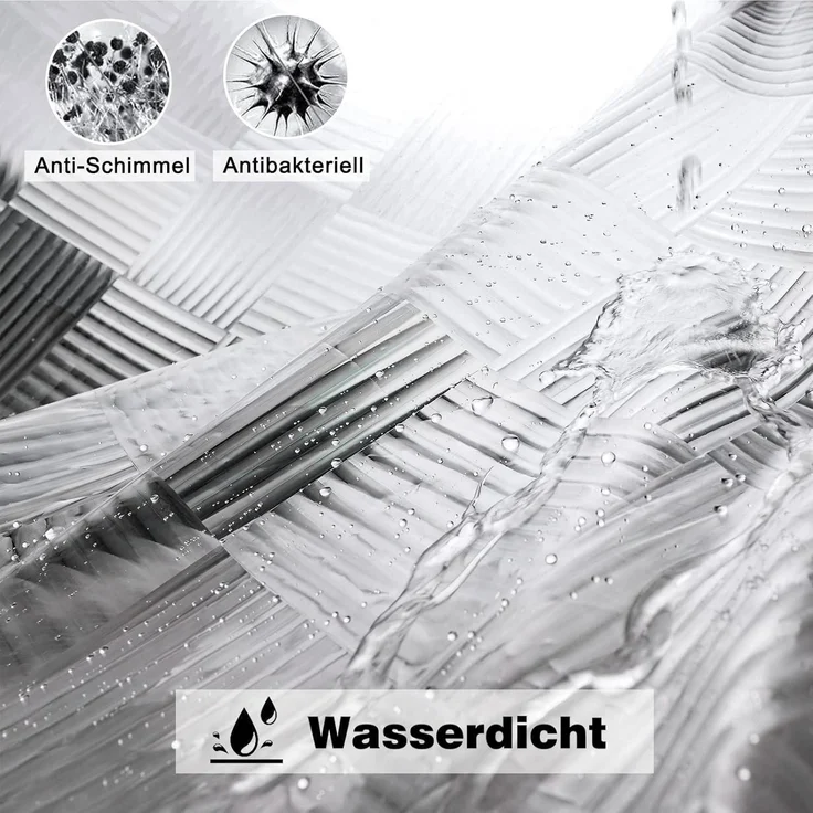 Duschvorhang 150x180 Transparent 3D Geometrisches Muster Magnete Unten – Bild 3