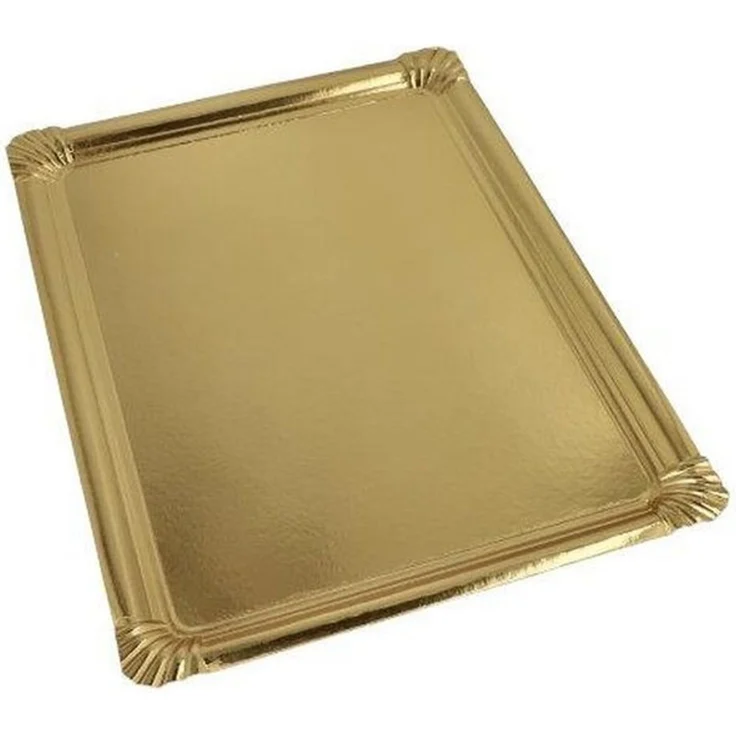 5 Servierplatten, Pappe, PET-beschichtet eckig 34 cm x 45,5 cm gold – Bild 2