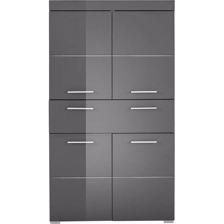 Trendteam 'Amanda' Midischrank, Holz, 132 x 31 x 73 cm, Grau Hochglanz