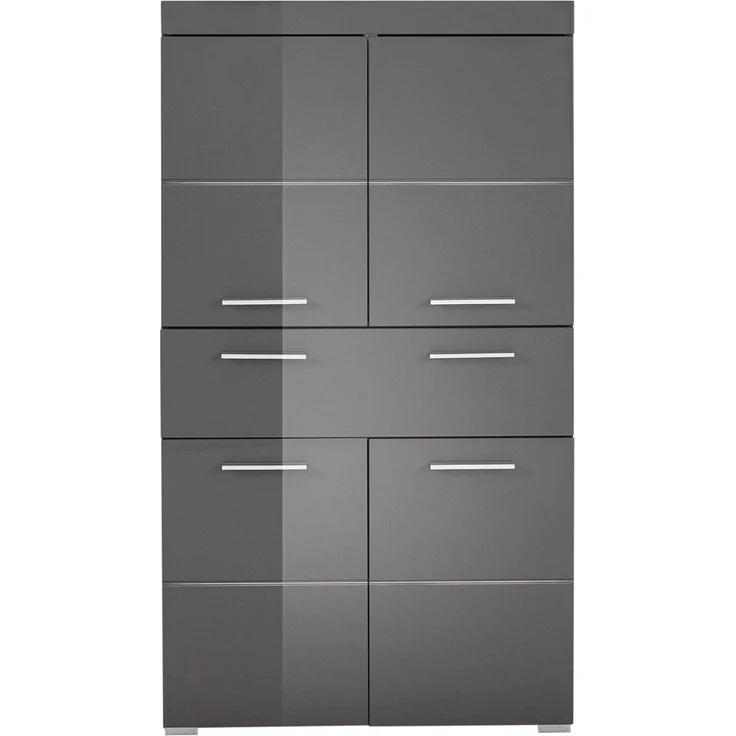 Trendteam 'Amanda' Midischrank, Holz, 132 x 31 x 73 cm, Grau Hochglanz – Bild 1