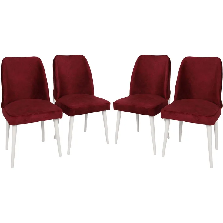 Skye Decor 'Nova 081 V4' Stuhlset (4-teilig), Weinrot / Weiß, 50 x 90 x 49 cm