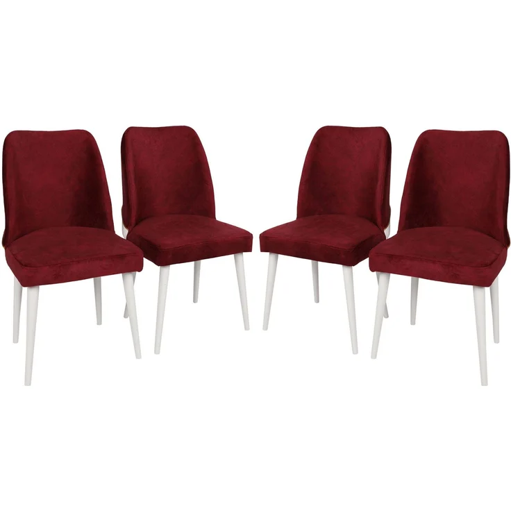 Skye Decor 'Nova 081 V4' Stuhlset (4-teilig), Weinrot / Weiß, 50 x 90 x 49 cm – Bild 1
