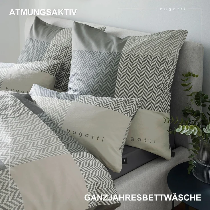 IBENA Bettwäsche BUGATTI Flanell BL 155x220 cm grau Bettbezug Bettzeug – Bild 3