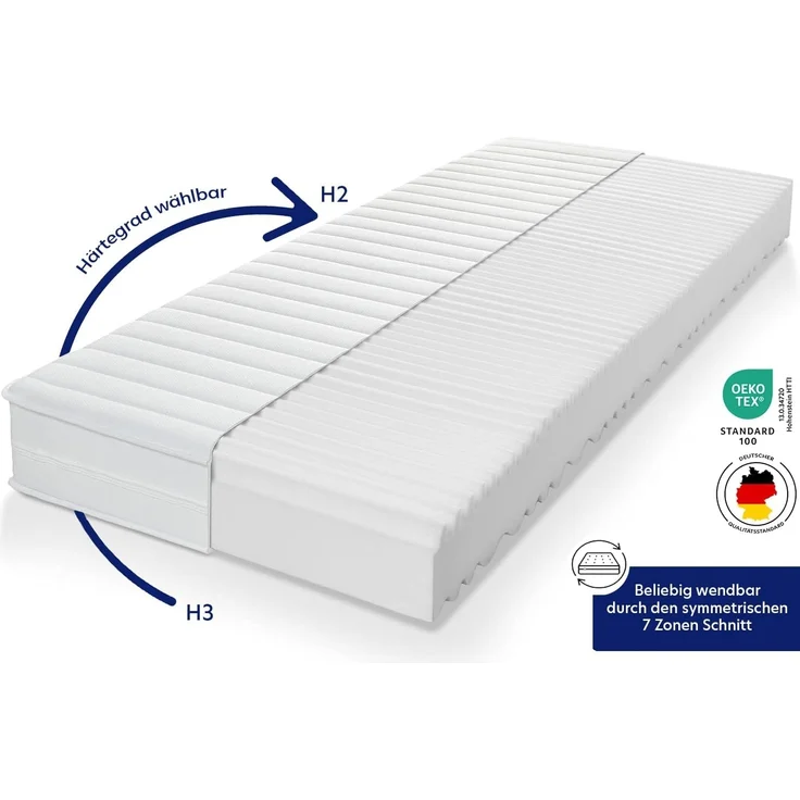 Träumegut24 AquaFlex 7-Zonen Matratze 160x200 cm | H2&H3 | Ergonomische Kaltschaummatratze | Hypoallergen & Antibakteriell | Bezug abnehmbar & waschbar | Oeko-TEX® | (16cm, 160 x 200 cm) – Bild 5
