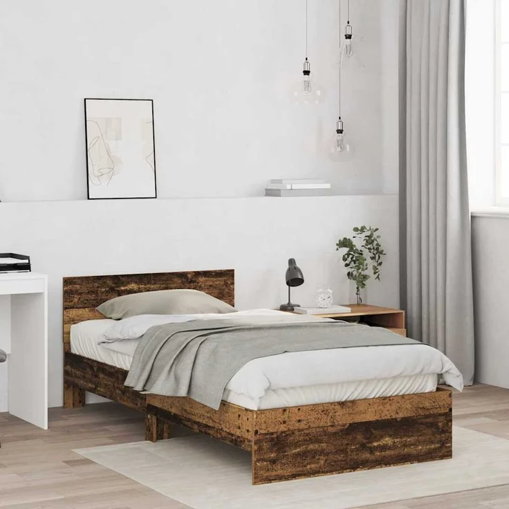 vidaXL Bettgestell mit Kopfteil Altholz 100 x 200 cm Holzwerkstoff 3376050 – Bild 3
