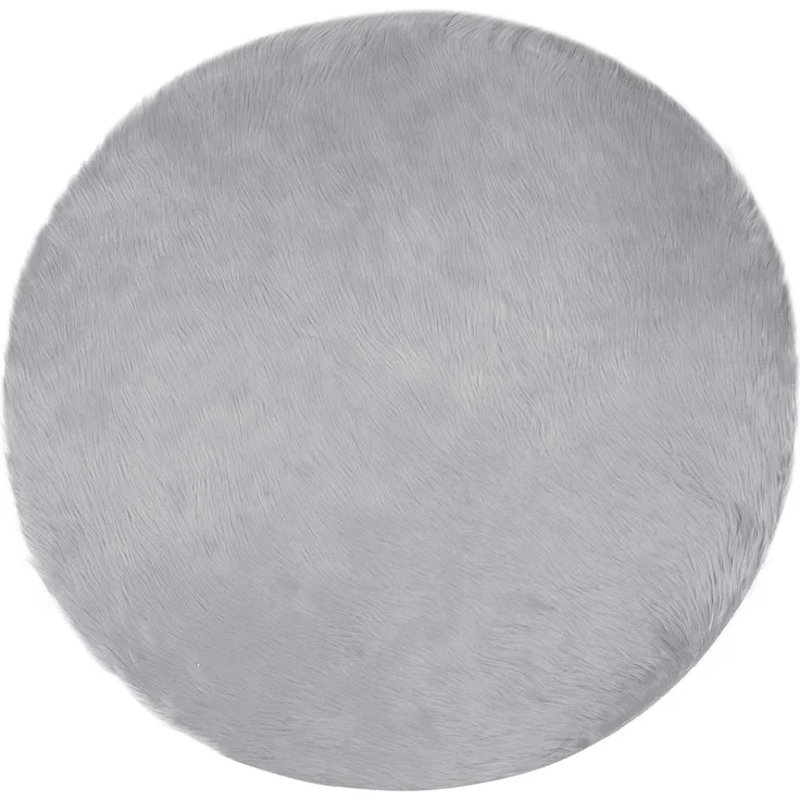 vidaXL Kunstschaffell Teppich Tafalla Grau Ø 200 cm Polyester 42021539 – Bild 1