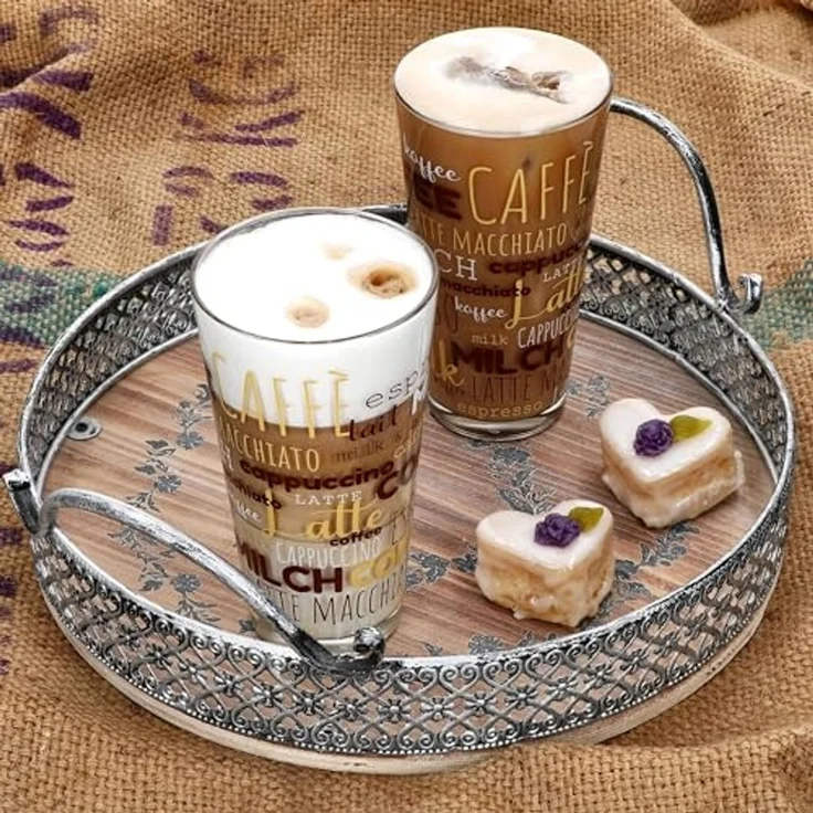 MamboCat Latte-Macchiato-Glas 12x Candy Latte Macchiato Gläser 380ml Schrift-Dekor stapelbar, Glas – Bild 3