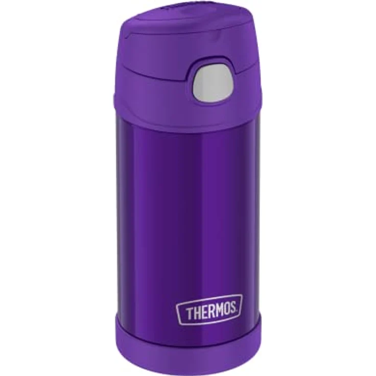 THERMOS kids FUNTAINER STRAW BOTTLE 0,35l, purple, Thermosflasche für Kinder aus Edelstahl, mit Strohhalm, 12 h kalt, absolut dicht, für Schule, Kindergarten, Pause – Bild 2