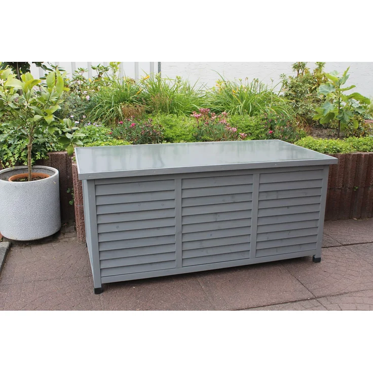 LECO Kissenbox VINTAGE, Tannenholz anthrazit lasiert, Stahlblechdeckel anthrazit, 132 x 66 x 61 cm – Bild 5