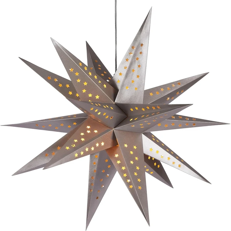 BRUBAKER LED Stern Weihnachtsstern für Innen - 60 cm XXL Leuchtstern - Hängend, Batteriebetrieben mit Timer, LED fest integriert, Warmweiß, Adventsstern für Fensterdeko Weihnachtsdeko - Papierstern Weihnachten – Bild 6