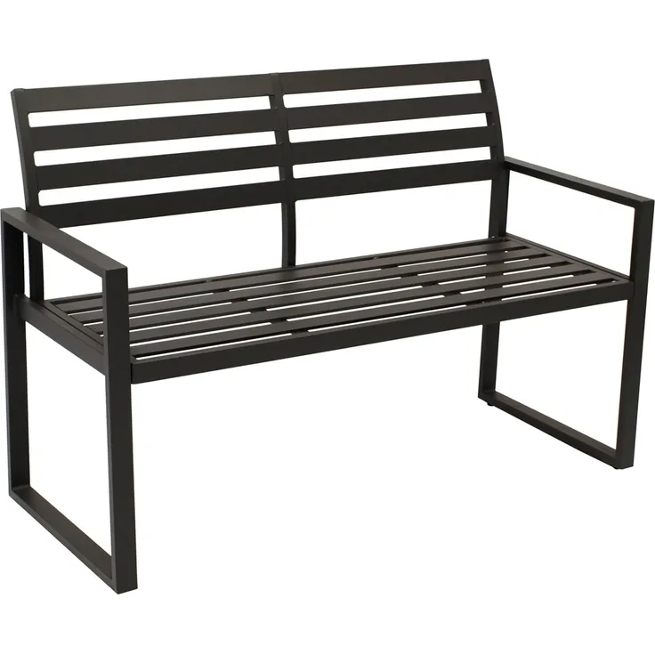 DEGAMO Gartenbank ATLANTA, 2-sitzer 123cm, Aluminium rostfrei in schwarz, modern