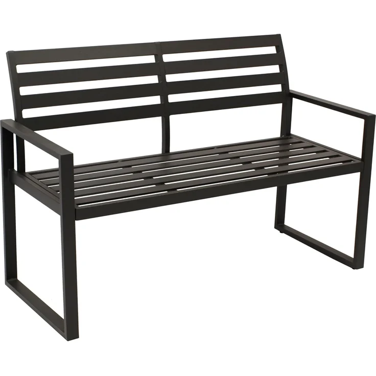 DEGAMO Gartenbank ATLANTA, 2-sitzer 123cm, Aluminium rostfrei in schwarz, modern – Bild 1