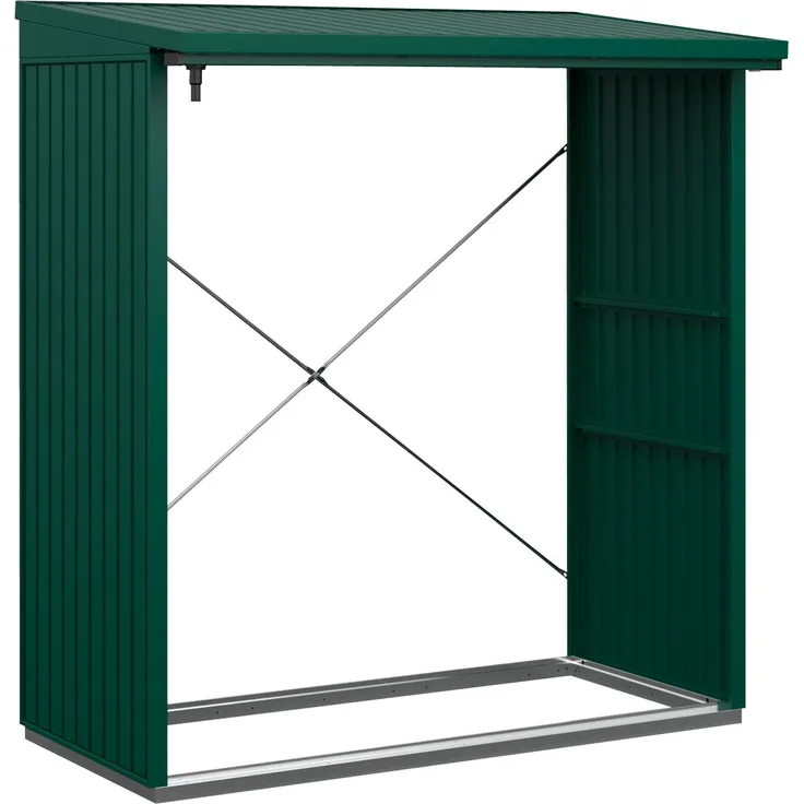 Hörmann Ecostar Metall Kaminholzregal Trend Typ 2, moosgrün, 181 x 103 x 198 cm (T x B x H)