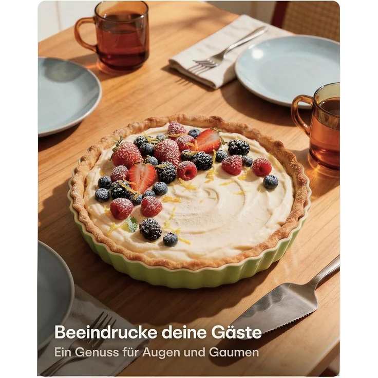 Praknu Auflaufform Tarteform - ø 28cm Hoher Rand - Form für Quiche, Pie, Backform Rund, Porzellan - Keramik, (1-St), Mit Antihaftbeschichtung - Einfach zu Reinigen - Plastikfrei Verpackt – Bild 6