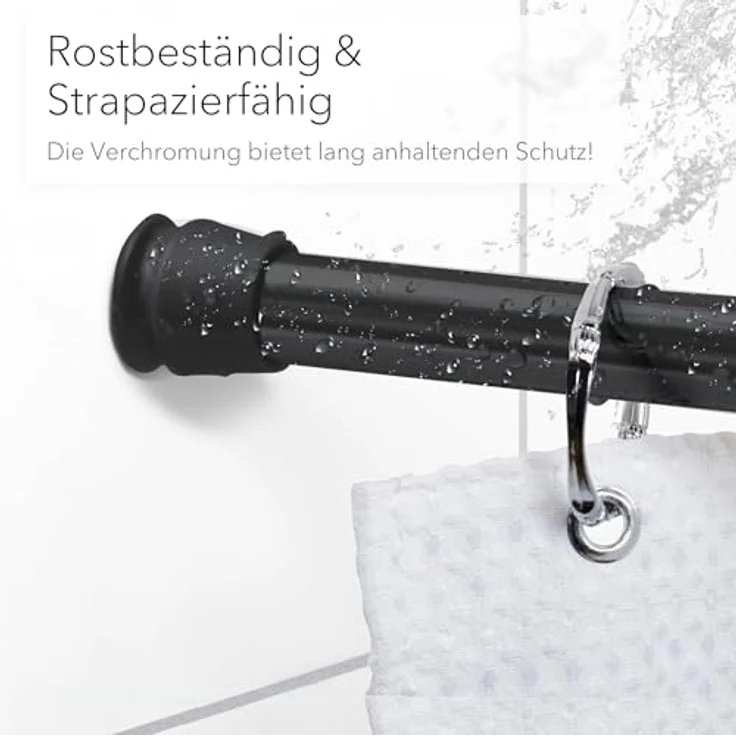 tinycurtains Klemmstange Teleskopstange 70-120 cm oder 111-200 cm Vorhangstange ohne Bohren, Ø 0.22 mm, 1-läufig, ausziehbar, klemmbar, Duschvorhangstange, Badstange, Gardinenstange, Metall, Klemmstange, stufenlos verstellbar, rostfrei, Stange für Türv... – Bild 10