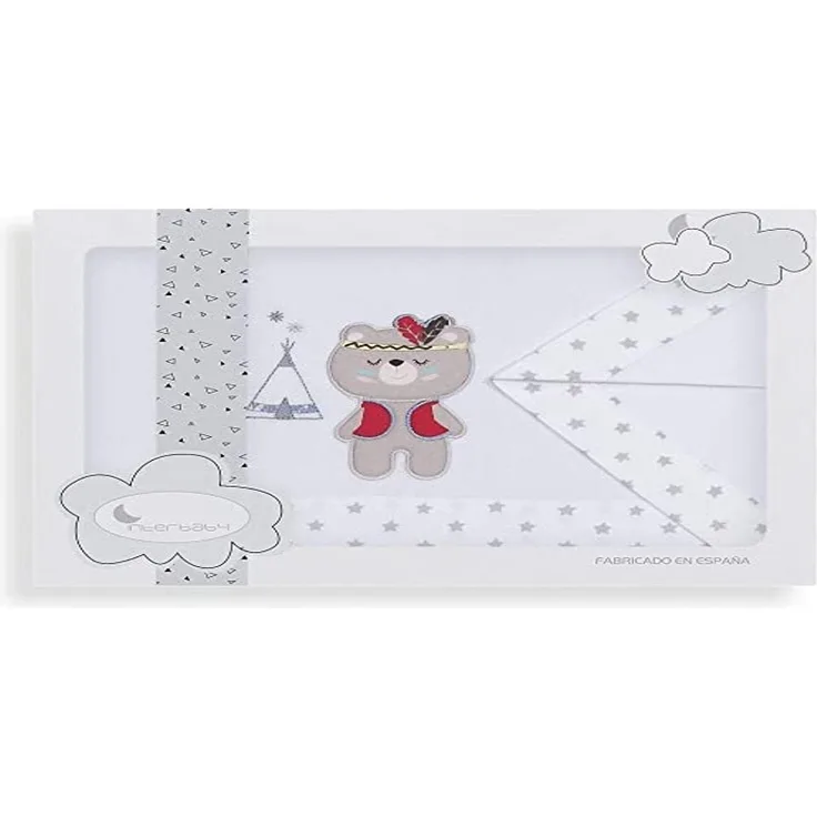 Interbaby 03197-18 Laken für das kinderbettchen TIPI OSO, weiss e grau, grau