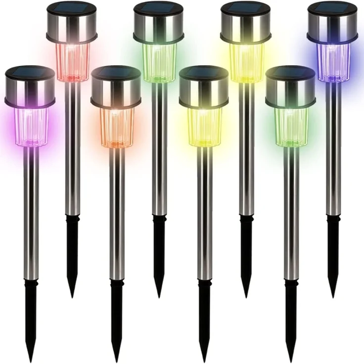 monzana LED Solarleuchte, Solarlampe, Solarlampe Außen Garten LED Farbwechsel IP44 Edelstahl 8er Set – Bild 1