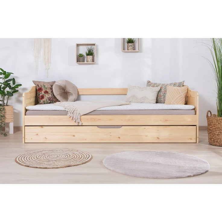 Ticaa Funktionsbett Melinda, Daybett, Jugendbett, 2 Schlafplätze, Schublade auf Rollen, FSC®-zertifizierte Kiefer, 2 Rollroste, Massivholz – Bild 1