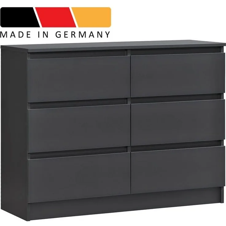 Home Collective Kommode mit 6 Schubladen 95, 120, 140 cm breit Holz Schrank (Highboard Anrichte Schlafzimmer Wohnzimmer Flur Büro Organizer), Kommode 95 cm breit Kommode Sideboard, Anthrazit