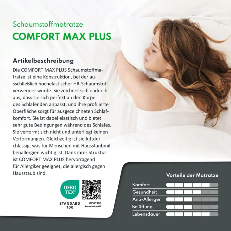 Matratze 140x200 cm COMFORT MAX Plus 24 cm 7 Zonen H4 Kaltschaum Wellness – Bild 4