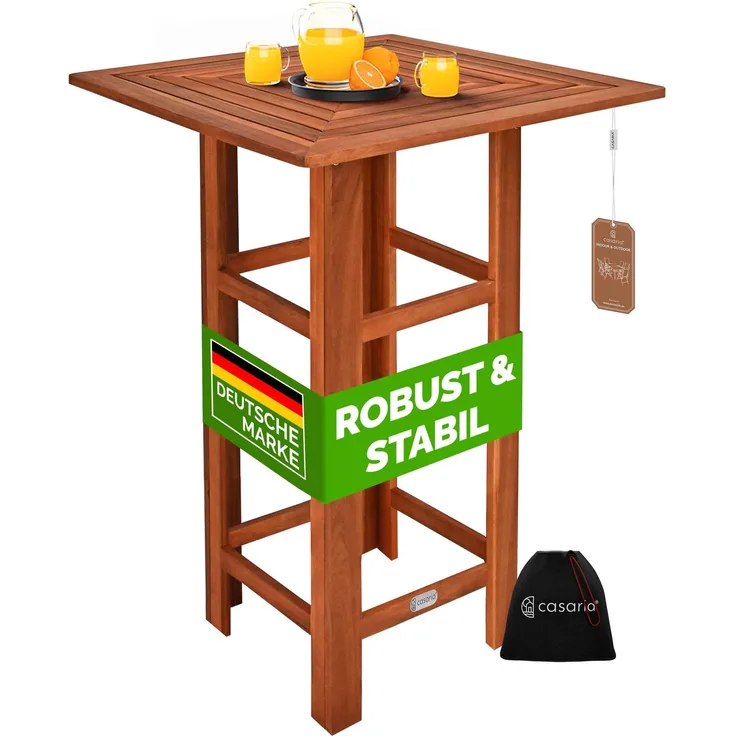 Casaria Stehtisch Bistrotisch Akazie Holz 75x75x110cm
