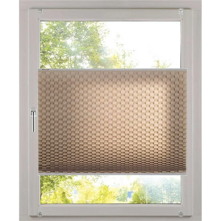 K-home Klemmfix Plissee 3D-Effekt Taupe 90x130 cm – Bild 1