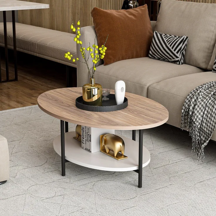 Skye Decor 'Elis' Couchtisch, Eiche / Weiß, 90 x 36 x 60 cm