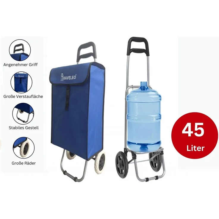 XL Einkaufstrolley 45L Trolley Einkaufswagen Shopping Aluminium Trol02 Blau