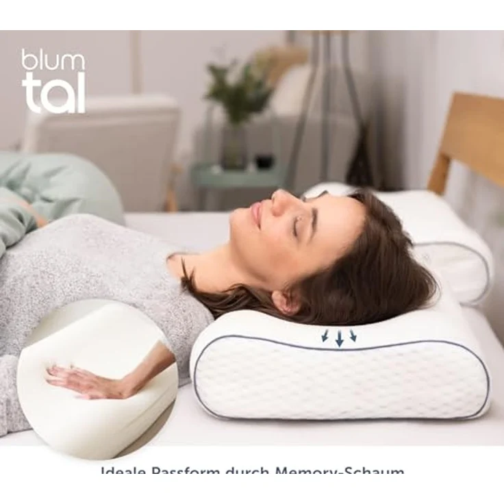 Blumtal Nackenstützkissen Orthopädisch aus Memory Foam, Ohne Plattliegen für Seitenschläfer, Bauchschläfer & Rückenschläfer, Anti-Schnarch-Kissen, ergonomisches Kissen mit individueller Höhenanpassung – Bild 6