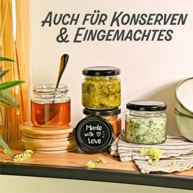 Praknu Einmachglas 25 Marmeladengläser Klein 125ml - Mit Etiketten & Stift - Luftdicht, Glas, (Set, 25-tlg), mit Deckel und Etiketten - Luftdichte Einmachgläser zum verschenken – Bild 6