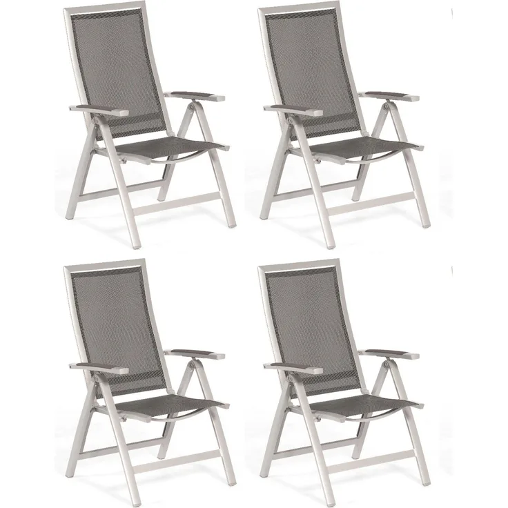 Sonnenpartner 4x Klappsessel Star Aluminium/Textilen silber Klapp-Sessel Klappstuhl