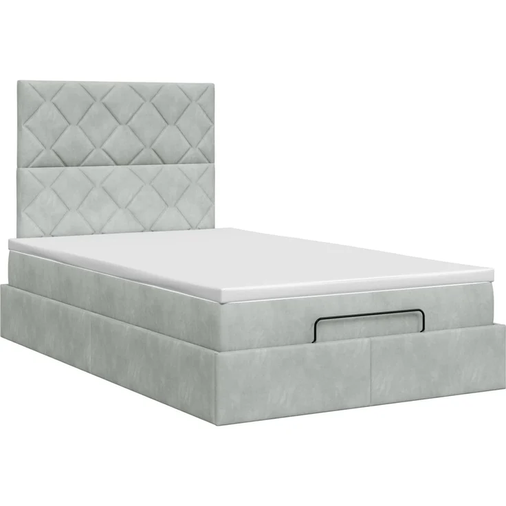 vidaXL Ottoman Bett mit Matratze Hellgrau 120 x 200 cm Samt 3457785 – Bild 7